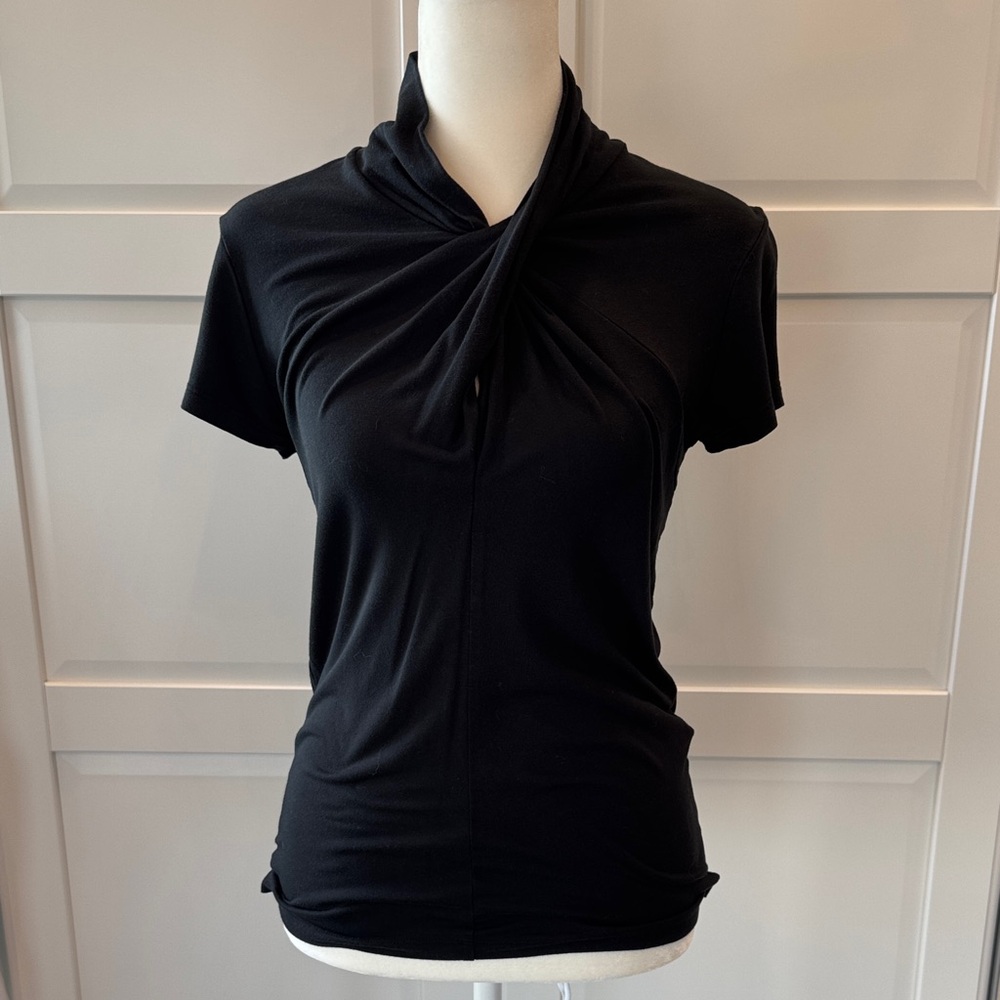 Draped Cutout Blouse, Black